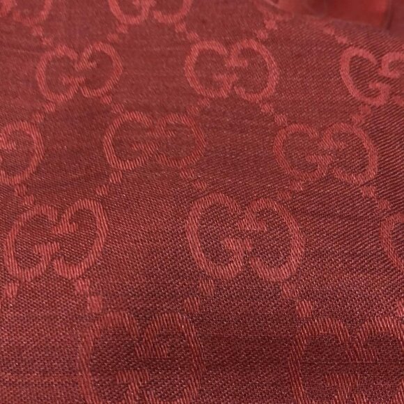 Auth GUCCI - Red Brown Red Wool Silk Scarf - Picture 7 of 10